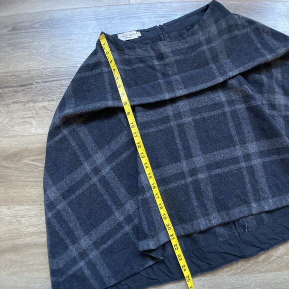 Ivan Grundahl Asymmetrical Balloon Skirt Sz 36 Black Gray Plaid Wool High Waist - Picture 11 of 12